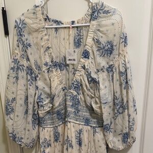 Free people blue and cream golden hour maxi dress